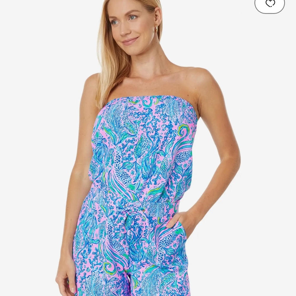 NWT Lilly Pulitzer Jace Strapless Romper: XS: Lilac Rose We Mermaid It